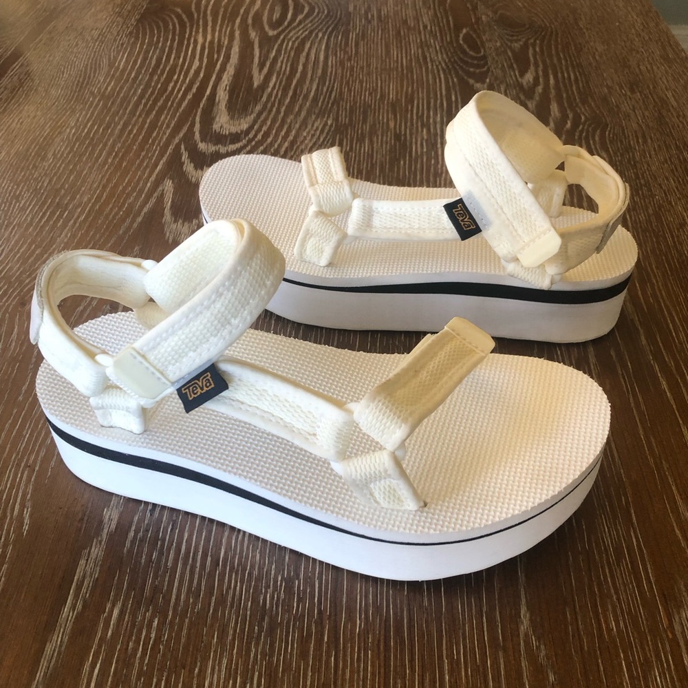 White Platform Teva Sandals- Women’s Size 8